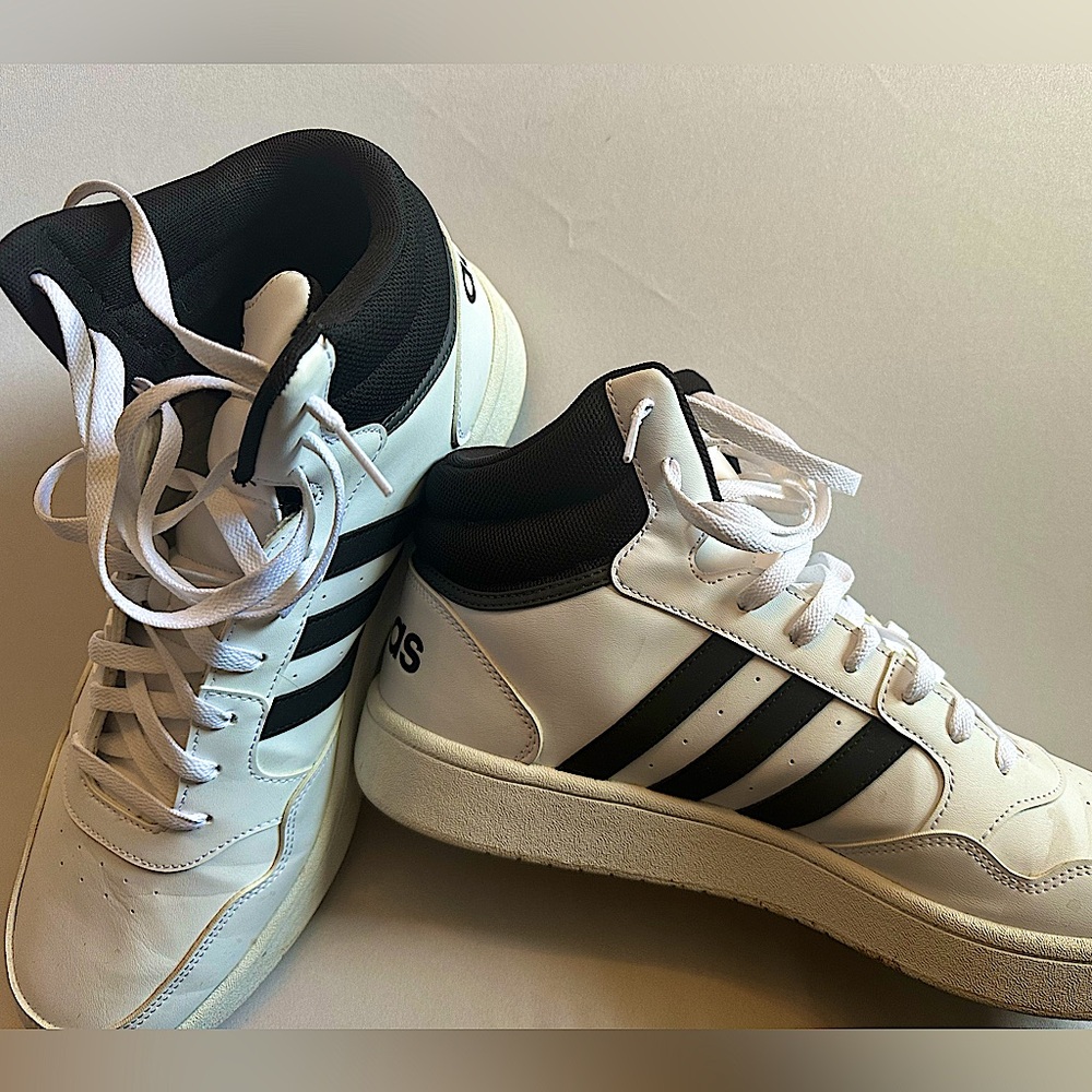 Adidas Mid 3.0 mid classic vintage shoes white black - men's size 14 high